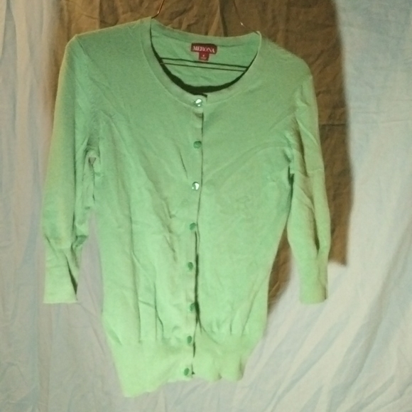 Light Green sweater, button up, size small, brand Merona - Picture 4 of 4